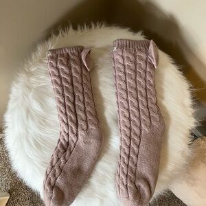 Pink Cable Knit Socks